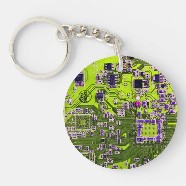 Printed Circuit Assembly PCB Yellow Circuit Board Key Ring (Front)