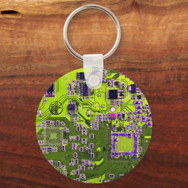 Printed Circuit Assembly PCB Yellow Circuit Board Key Ring (Front)