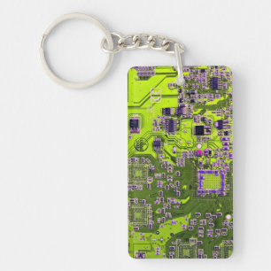 Printed Circuit Assembly PCB Yellow Circuit Board Key Ring
