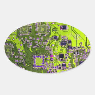 Printed Circuit Assembly PCB Yellow Circuit Board Oval Sticker