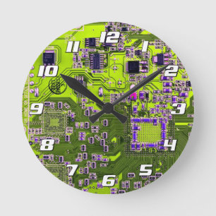 Printed Circuit Assembly PCB Yellow Circuit Board Round Clock