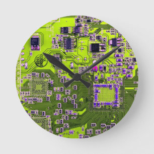 Printed Circuit Assembly PCB Yellow Circuit Board Round Clock