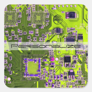 Printed Circuit Assembly PCB Yellow Circuit Board Square Sticker
