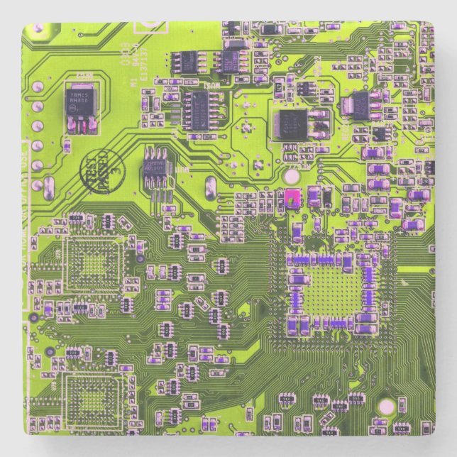 Printed Circuit Assembly PCB Yellow Circuit Board Stone Coaster (Front)