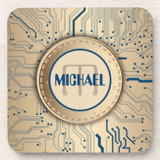 Printed Circuit Board Electronics Copper Monogram Coaster
