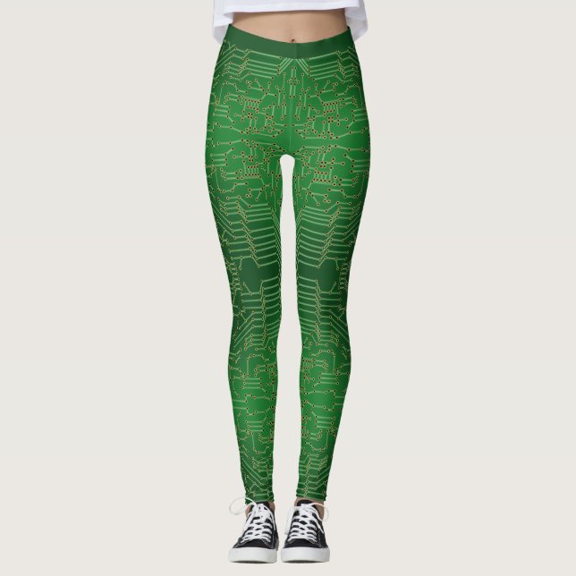 Printed Circuit Board Green Original Pattern Leggings (Front)
