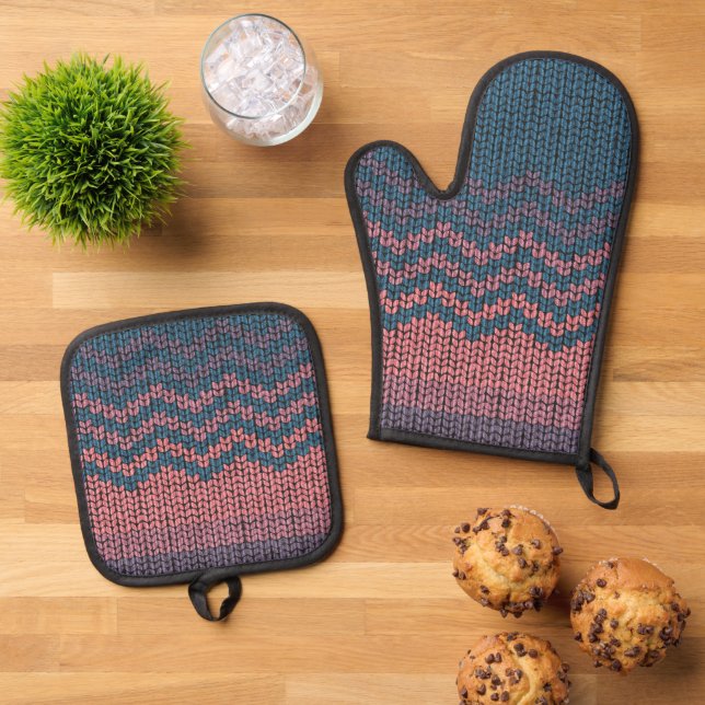 Printed Crochet Pattern Oven Mitt & Pot Holder Set (Top Down)