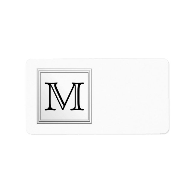 Printed Custom Monogram. Black and White. Label (Front)