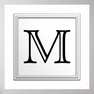 Printed Custom Monogram. Black and White. Poster