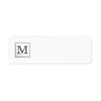 Printed Custom Monogram. Black and White. Return Address Label