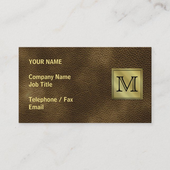 Printed Custom Monogram Image. Brown. Business Card (Front)