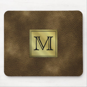 Printed Custom Monogram Image. Brown. Mouse Pad