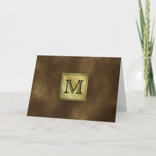 Printed Custom Monogram Image. Brown. Note Card