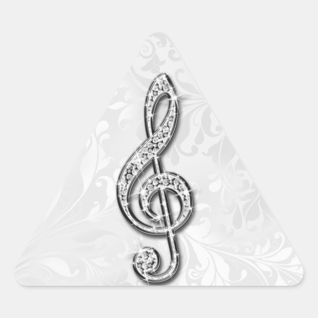 Printed Diamond Music Note Floral Damask Triangle Sticker (Front)