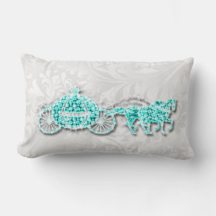 Printed Diamond teal princess coach/Floral Damask Lumbar Cushion
