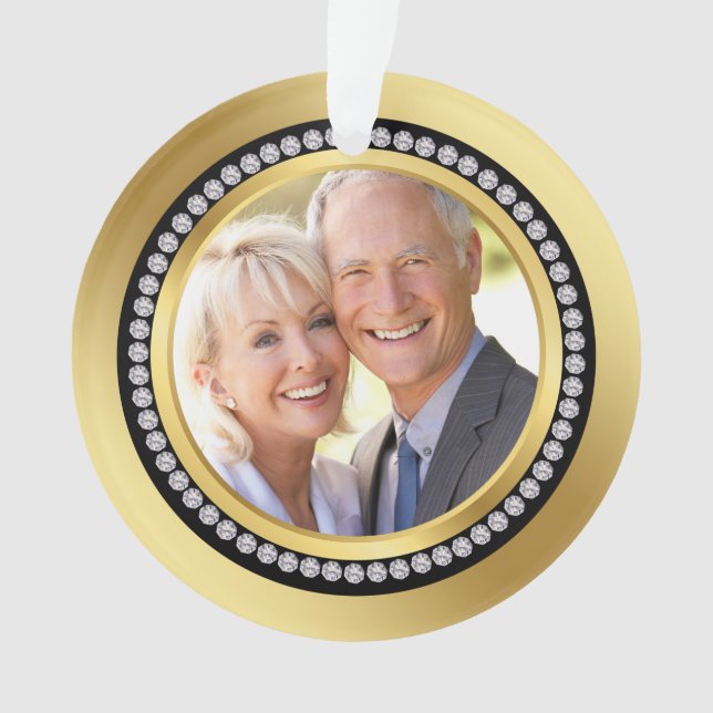 Printed diamonds 50th Wedding Anniversary Ornament (Front)