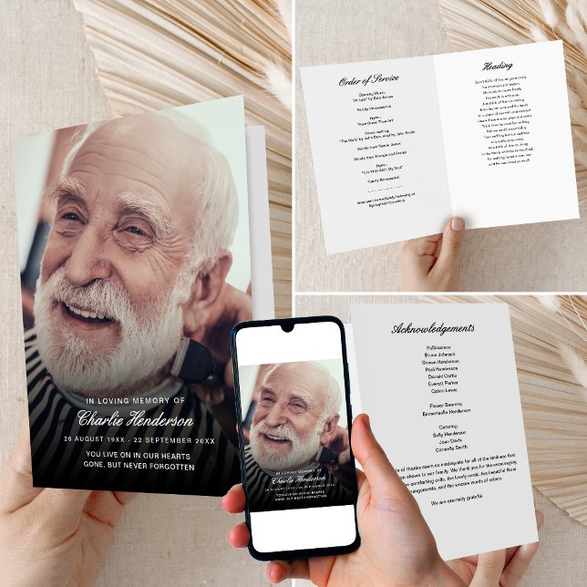 Printed/Downloadable Photo Folded Funeral Program (Creator Uploaded)