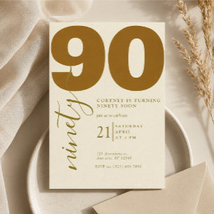 Printed Elegent 90th Birthday Invitation