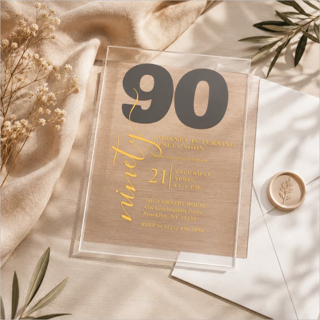 Printed Elegent 90th Birthday Invitation (Creator Uploaded)