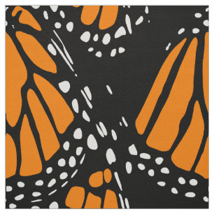 Printed Fabric, in Black & White & Orange Fabric