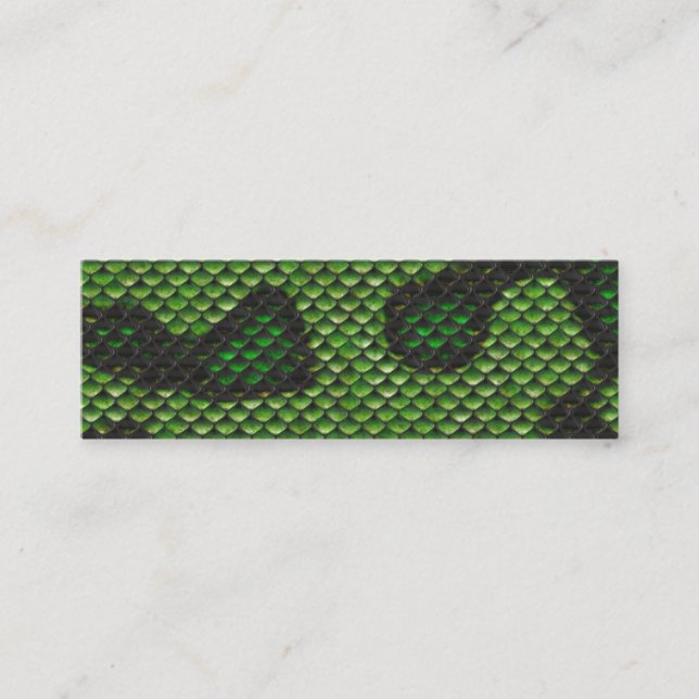 Printed Fake Green Snake Skin Camo Style Design Mini Business Card (Front)