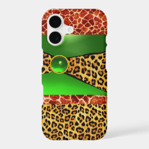 PRINTED GIRAFFE LEOPARD SKIN GREEN EMERALD GEM