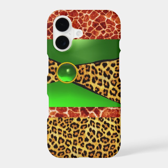 PRINTED GIRAFFE LEOPARD SKIN GREEN EMERALD GEM (Back)