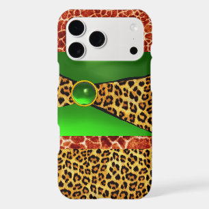 PRINTED GIRAFFE LEOPARD SKIN GREEN EMERALD GEM