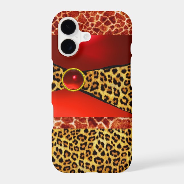 PRINTED GIRAFFE LEOPARD SKIN RED RUBY GEMSTONE (Back)