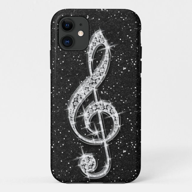 Printed Glitzy Sparkly Diamond Music Note Case-Mate iPhone Case (Back)