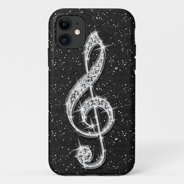Printed Glitzy Sparkly Diamond Music Note Case-Mate iPhone Case (Back)