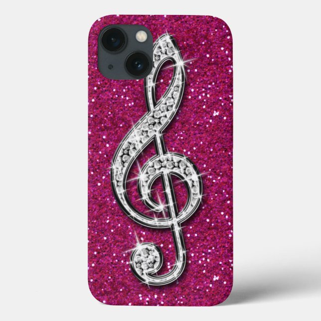 Printed Glitzy Sparkly Diamond Music Note Case-Mate iPhone Case (Back)
