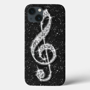 Printed Glitzy Sparkly Diamond Music Note iPhone 13 Case