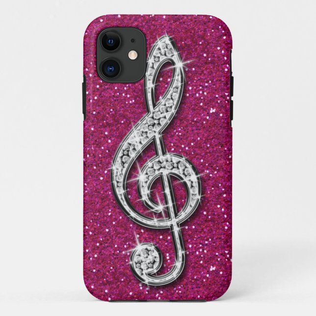 Printed Glitzy Sparkly Diamond Music Note Case-Mate iPhone Case (Back)
