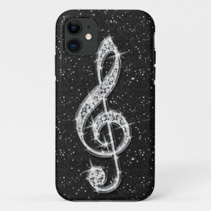Printed Glitzy Sparkly Diamond Music Note iPhone 11 Case