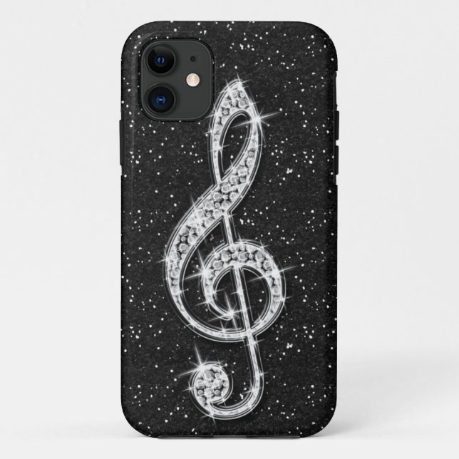 Printed Glitzy Sparkly Diamond Music Note Case-Mate iPhone Case (Back)