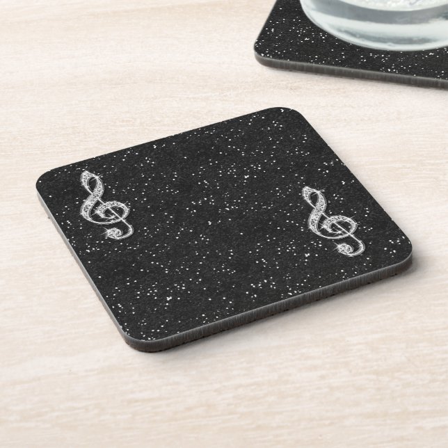 Printed Glitzy Sparkly Diamond Music Note Coaster (Left Side)