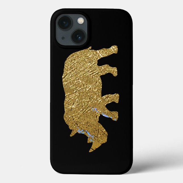 printed golden colour rhino Case-Mate iPhone case (Back)