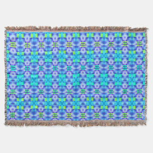 Printed in flaming blue and light green throw blanket