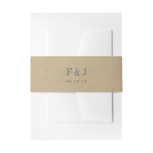 Printed Kraft Monogram Invitation Belly Band