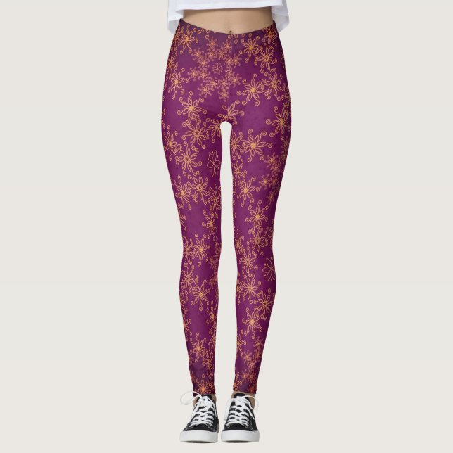 PRINTED Leggings WITH WINTER SNOWFLAKE (Front)