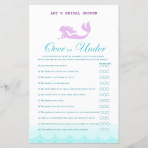 Printed Mermaid Bridal Shower Game, Wedding Shower