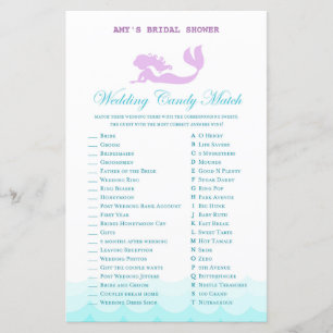 Printed Mermaid Bridal Shower Game, Wedding Shower