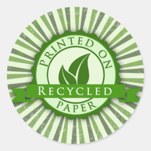 Printed on Recycled Paper Glossy Round Sticker