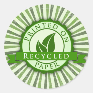 Printed on Recycled Paper Glossy Round Sticker