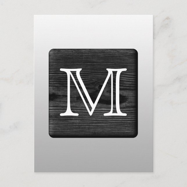 Printed Pattern and Custom Letter. Black and White Postcard (Front)
