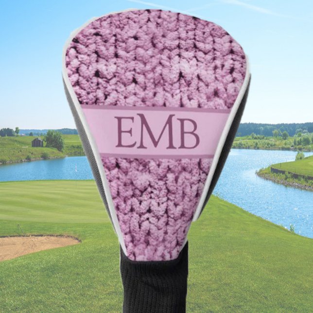 Printed Pink Knit Design Custom Monogram Ladies Golf Head Cover (Creator Uploaded)