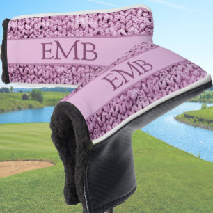 Printed Pink Knit Design Custom Monogram Ladies Golf Head Cover