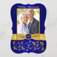 PRINTED RIBBON 50th Anniversary Invite - Blue 2