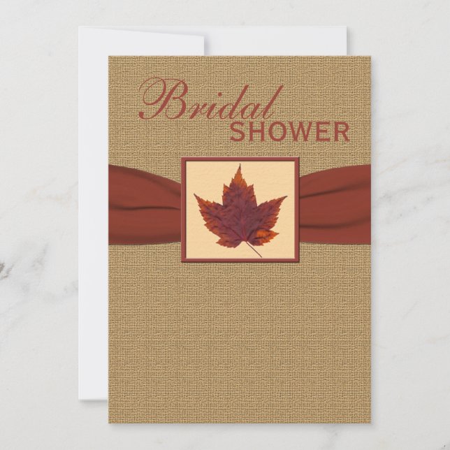 PRINTED RIBBON Autumn Leaf Bridal Shower Invite (Front)